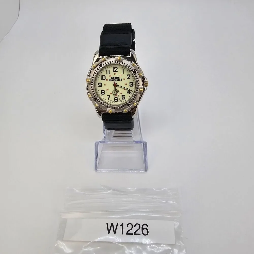 VTG Sports Illustrated Watch Men 38MM Yellow Dial New Black Canvas Bands Battery